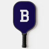 Klassiek Navy Blauwe Varsity Initiaal Monogram Pickleball Paddle (Achterkant)
