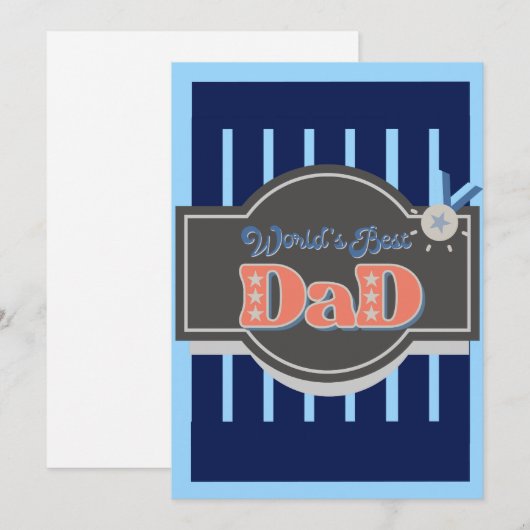 Klassiek Navy Blauwgrijze World's Best Dad  Feestdagenkaart (Voorkant / Achterkant)