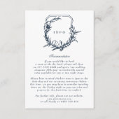 klassiek Navy Blue bloemenmonogram kuif Informatiekaartje (Voorkant)