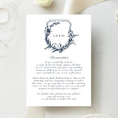 klassiek Navy Blue bloemenmonogram kuif Informatiekaartje