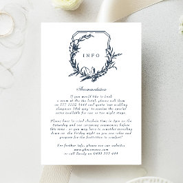 klassiek Navy Blue bloemenmonogram kuif Informatiekaartje
