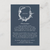 klassiek Navy Blue bloemenmonogram kuif Informatiekaartje (Voorkant)