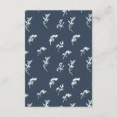 klassiek Navy Blue bloemenmonogram kuif Informatiekaartje (Achterkant)