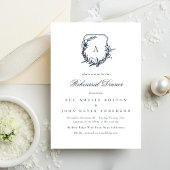 Klassiek Navy Blue Monogram Crest repetitie diner Kaart