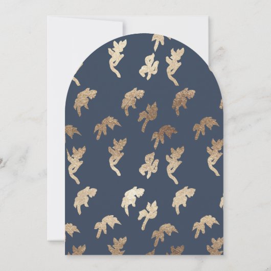 klassiek Navy Blue monogram gouden wapen boog Kaart (Achterkant)