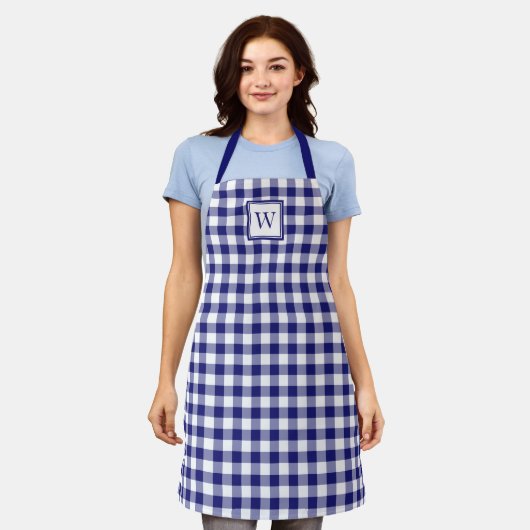 Klassiek Navy Blue Plaid Monogram Schort (Gedragen)