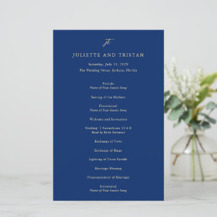 Klassiek Navy en Crème Elegant Huwelijksprogramma