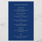 Klassiek Navy en Crème Elegant Trouwmenu (Voorkant)