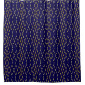Klassiek Navy En Goud Chic Geometrisch Patroon Lux Douchegordijn (Voorkant)