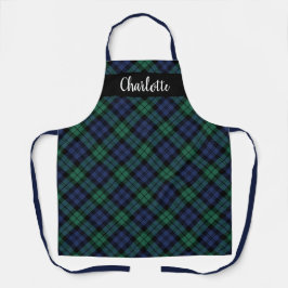 Klassiek Navy Groen Black Watch Plaid Monogram Schort