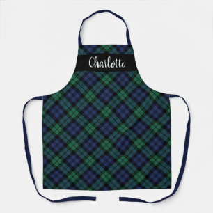 Klassiek Navy Groen Black Watch Plaid Monogram Schort