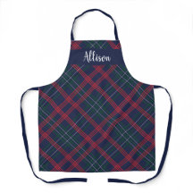Klassiek Navy Groen Rood Tartan Schotse Monogram