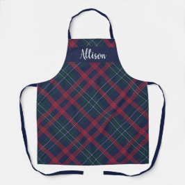 Klassiek Navy Groen Rood Tartan Schotse Monogram Schort