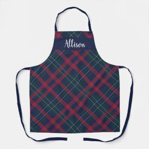 Klassiek Navy Groen Rood Tartan Schotse Monogram Schort