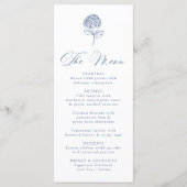 Klassiek Navy Hortensia Bruiloft Menu (Voorkant)