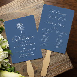 Klassiek Navy Hortensia Huwelijksprogramma Handwaaier