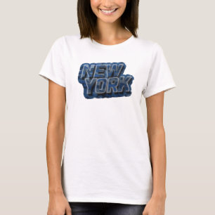 Klassiek Navy NEW YORK Tekst Ontwerp T-shirt