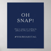 Klassiek Navyblauw | Zilver Oh Snap Huwelijks Hash Poster (Voorkant)
