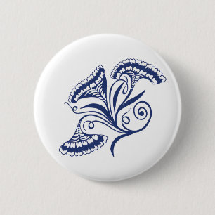 Klassiek Nederlands Blauw Delfts Tegel Bloemendesi Ronde Button 5,7 Cm