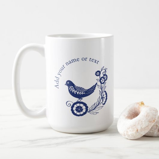 Klassiek Nederlands Blauw Delfts Tegel Vogelontwer Koffiemok (Met donut)