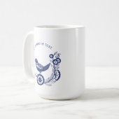 Klassiek Nederlands Blauw Delfts Tegel Vogelontwer Koffiemok (Voorkant links)
