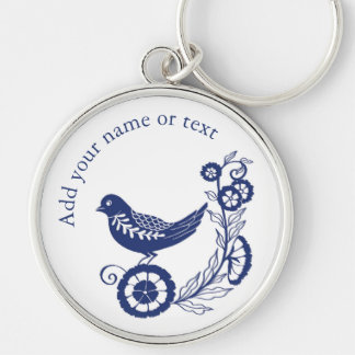 Klassiek Nederlands Blauw Delfts Tegel Vogelontwer Sleutelhanger