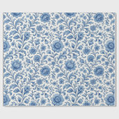 Klassiek Nederlands Delfts Blauw Bloemen Kunstpatr Cadeaupapier (Vlak)