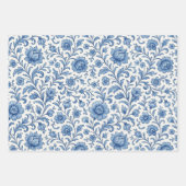Klassiek Nederlands Delfts Blauw Bloemen Kunstpatr Inpakpapier Vel (Voorkant)