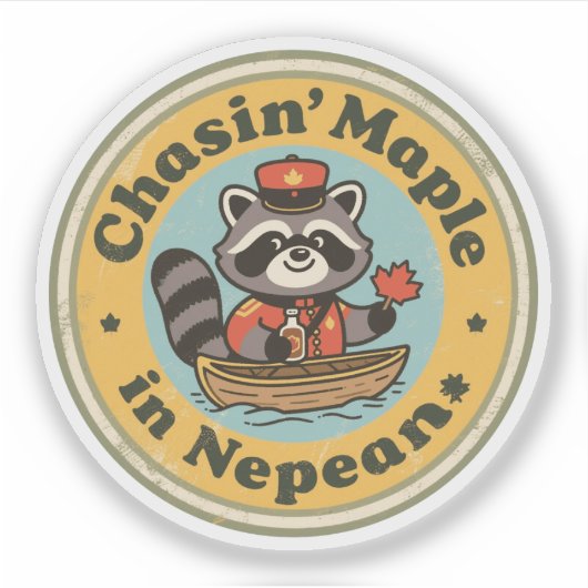 Klassiek Nepean Ontario Wasbeer Cadeau Sticker (Voorkant)