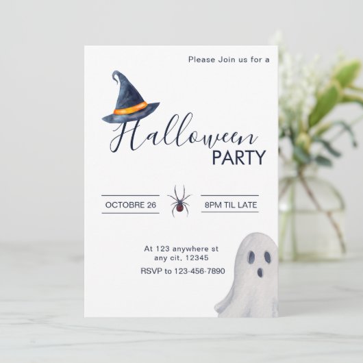 Klassiek Neutraal Halloween Party Kaart (Staand voorkant)