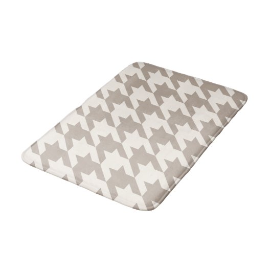 Klassiek neutraal ivoor taupe houndstooth patroon badmat (Gekanteld)
