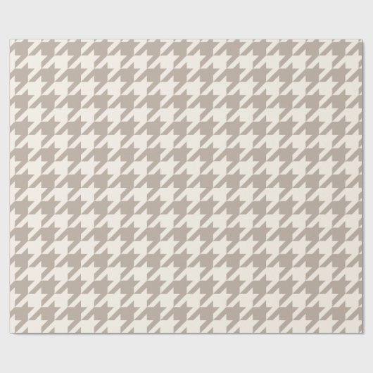 Klassiek neutraal ivoor taupe houndstooth patroon cadeaupapier (Vlak)