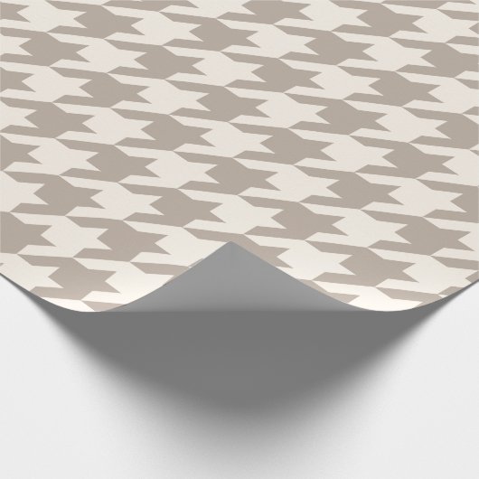 Klassiek neutraal ivoor taupe houndstooth patroon cadeaupapier (Hoek)