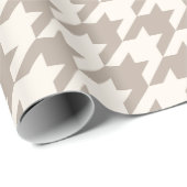 Klassiek neutraal ivoor taupe houndstooth patroon cadeaupapier (Rol Hoek)