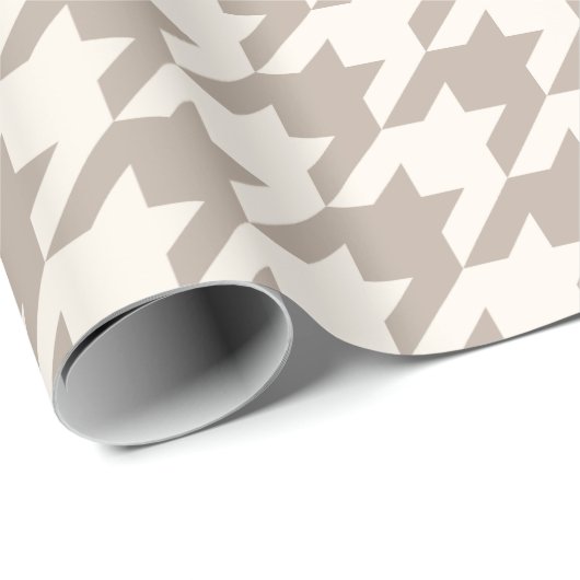 Klassiek neutraal ivoor taupe houndstooth patroon cadeaupapier (Rol Hoek)