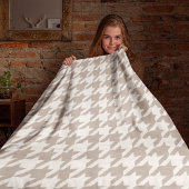 Klassiek neutraal ivoor taupe houndstooth patroon fleece deken