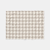 Klassiek neutraal ivoor taupe houndstooth patroon fleece deken (Voorkant (Horizontaal))