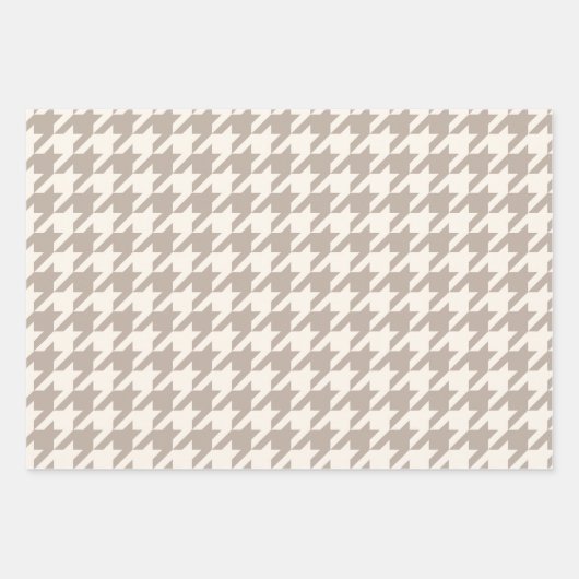 Klassiek neutraal ivoor taupe houndstooth patroon inpakpapier vel (Voorkant)