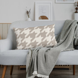Klassiek neutraal ivoor taupe houndstooth patroon kussen
