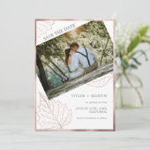 Klassiek neutrale mat Roos gouden bladeren bruilof Save The Date (Staand voorkant)