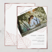 Klassiek neutrale mat Roos gouden bladeren bruilof Save The Date (Voorkant / Achterkant)