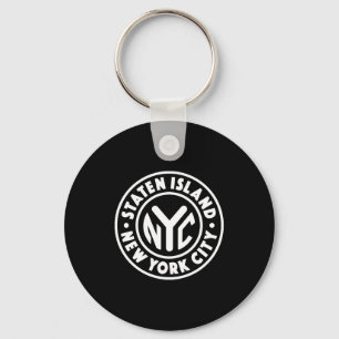 Klassiek New York City Circle Staten Island Wit Sleutelhanger