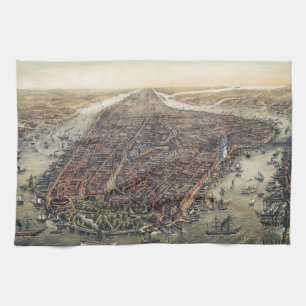 Klassiek New York City, Manhattan, Brooklyn Bridge Theedoek