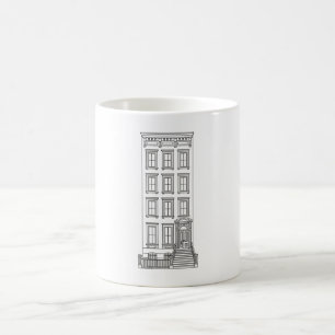 Klassiek New York Stoop Appartement Tekening Koffiemok