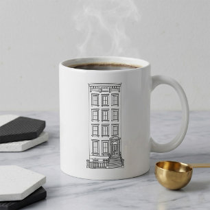 Klassiek New York Stoop Appartement Tekening  Koffiemok