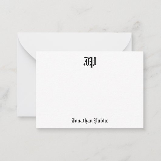 Klassiek nostalgisch oud Engels kalligrafie monogr Notitiekaartje (Voorkant)