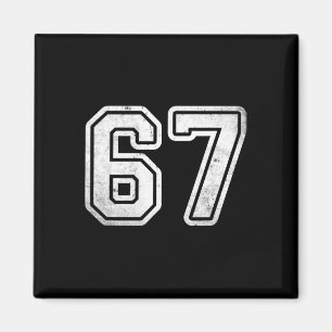 Klassiek Nummer #67 Witte Sportteam Varsity Nummer Magneet