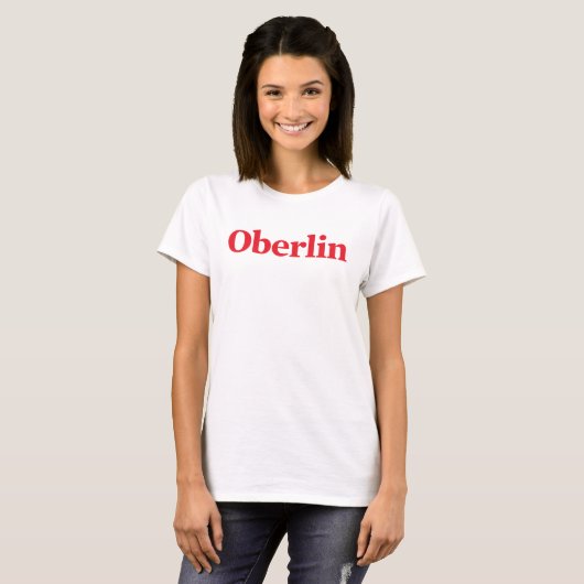 Klassiek Oberlin Dames T-shirt (wit) (Voorkant volledig)