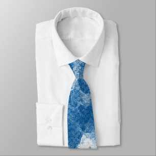 Klassiek oceaanblauw abstract watercolorpatroon stropdas