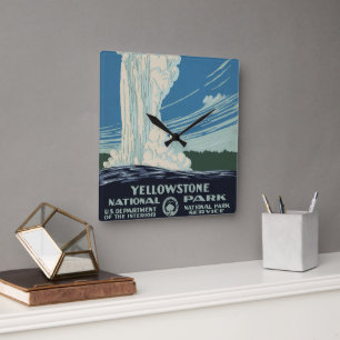 Klassiek Old Faithful in Yellowstone National Park Vierkante Klok